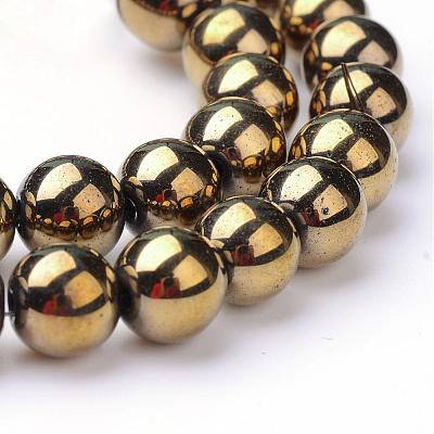 Non-magnetic Synthetic Hematite Beads Strands G-S096-6mm-8-1