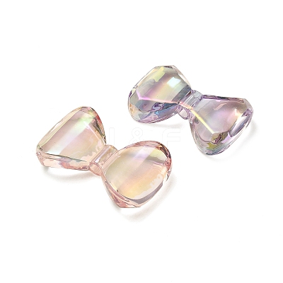 UV Plating Rainbow Iridescent Transparent Acrylic Beads OACR-F006-04-1