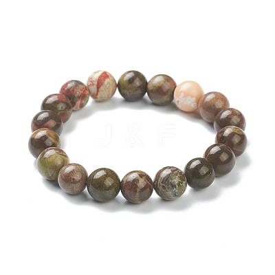 Natural Agate Beaded Stretch Bracelets BJEW-A117-D-35-1