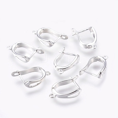 Brass Hoop Earring Findings with Latch Back Closure KK-L148-07S-1