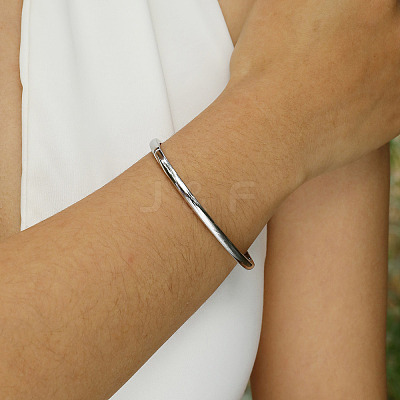 Non-Tarnish 304 Stainless Steel Smooth Hinged Bangles BJEW-Q772-01P-1