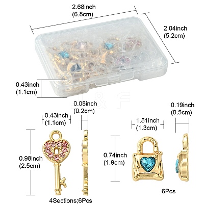 12Pcs 5 Styles Alloy Rhinestone Pendants FIND-FS0002-08-1