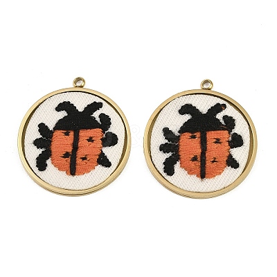 304 Stainless Steel & Embroidered Pendants SA-CBA1ED9-02G-1