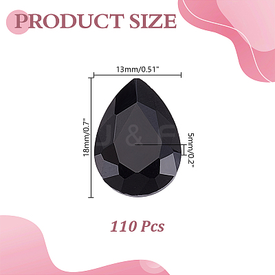 110Pcs Pointed Back Glass Rhinestone Cabochons RGLA-HY0001-05A-1