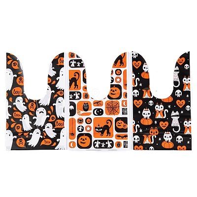 100Pcs Rabbit Shaped Halloween Candy Plastic Bags ABAG-U001-02I-1