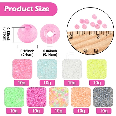 10G Glass Seed Beads SEED-YW0003-03A-1