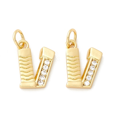 Rack Plating Eco-friendly Brass Micro Pave Clear Cubic Zirconia Charms KK-D072-01G-V-NR-1