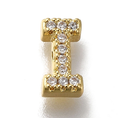 Rack Plating Brass Micro Pave Clear Cubic Zirconia Beads KK-G500-30G-I-1