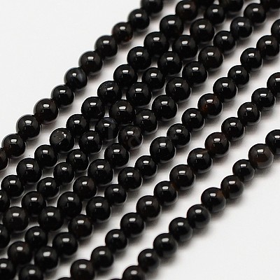 Natural Black Onyx Round Bead Strands X-G-A130-3mm-K04-1