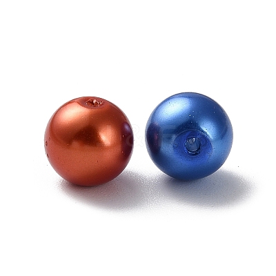 Baking Paint Pearlized Glass Pearl Round Bead Strands X1-HY-Q004-8mm-M-1