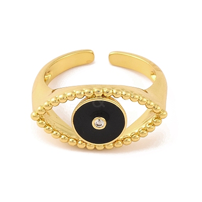 Brass Micro Pave Clear Cubic Zirconia Open Cuff Rings RJEW-U009-12G-1