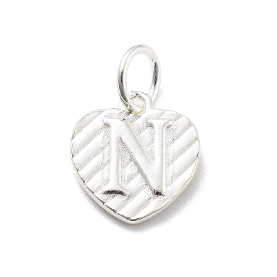 925 Sterling Silver Heart with Capital Letter Charms STER-S009-13N-S-1