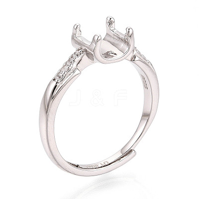 Rhodium Plated 925 Sterling Silver Micro Pave Cubic Zirconia Engagement Solitaire Ring Settings STER-N016-74P-1
