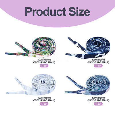 4Pairs 4 Colors Camouflage Color Polyester Shoelaces FIND-TA0010-23-1