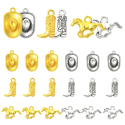 30Pcs 6 Styles Tibetan Style Alloy Pendants FIND-YW0010-52-1