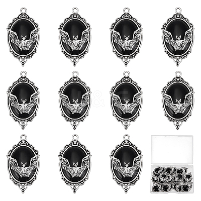 12Pcs Halloween Alloy Oval Pendants FIND-UN0007-81-1