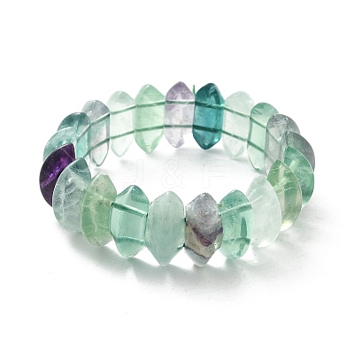 Bicone Natural Fluorite Beads Stretch Bracelets for Women Men BJEW-C097-05H-1