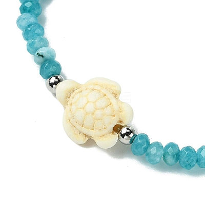 2Pcs 2 Styles Synthetic Turquoise & Dyed Natural Malaysia Jade Rondelle Beads Beads Stretch Bracelets for Women BJEW-JB13599-01-1
