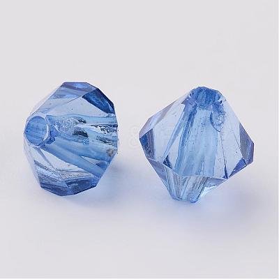 Faceted Bicone Transparent Acrylic Beads DBB6mm-63-1