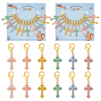 Alloy Enamel Pendant Locking Stitch Markers HJEW-AB00171-1