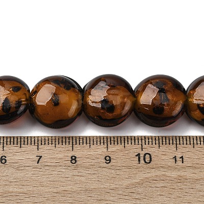 Handmade Gold Sand Lampwork Beads Strands LAMP-Q045-05A-1