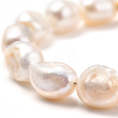 Natural Baroque Pearl Keshi Pearl Beaded Bracelets BJEW-JB05317-1
