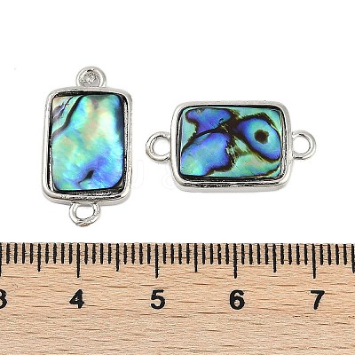 Brass Pave Natural Paua Shell Connector Charms KK-M299-01B-P-1