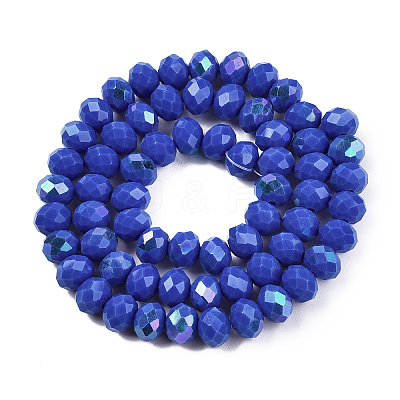 Electroplate Opaque Solid Color Glass Beads Strands EGLA-A044-P8mm-L32-1