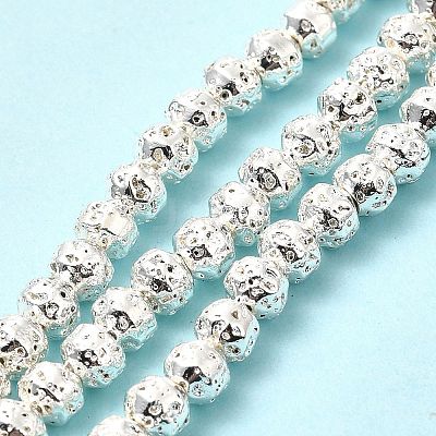 Electroplated Natural Lava Rock Beads Strands G-G984-08S-1