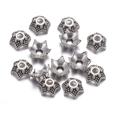 Antique Silver Tibetan Silver Fancy Bead Caps X-AA188-1