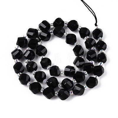 Natural Black Onyx(Dyed & Heated) Beads Strands G-T144-24A-03-1