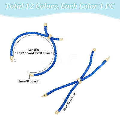 12Pcs 12 Colors Adjustable Nylon Cotton Cord Making OCOR-HY0001-42-1