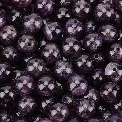 120Pcs Natural Amethyst Round Beads G-PA0001-16B-1