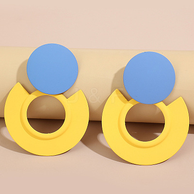 Baking Paint Alloy Round Stud Earrings for Women WG0412D-02-1