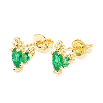 Brass Micro Pave Cubic Zirconia Stud Earring EJEW-C021-04G-1