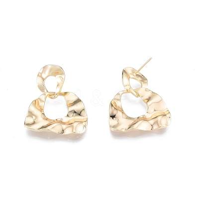 Brass Twist Half Round Dangle Stud Earrings for Women EJEW-G309-02G-1