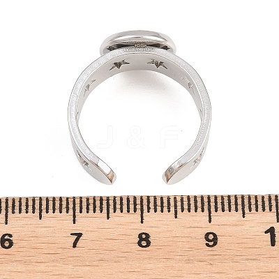 Hollow Star 304 Stainless Steel Open Cuff Ring Components STAS-F366-07B-P-1