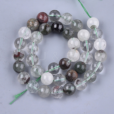 Natural Green Lodolite Quartz/Garden Quartz Beads Strands G-S333-4mm-036-1