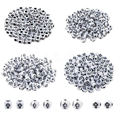400Pcs 4 Styles Opaque Acrylic Beads SACR-SZ0001-15-1