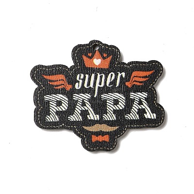 Father's Day Single Face Printed Aspen Wood Pendants WOOD-G014-33-1
