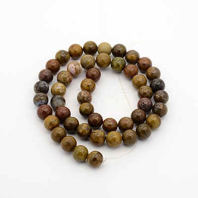 Natural Petrified Wood Round Bead Strands G-P070-64-4mm-1