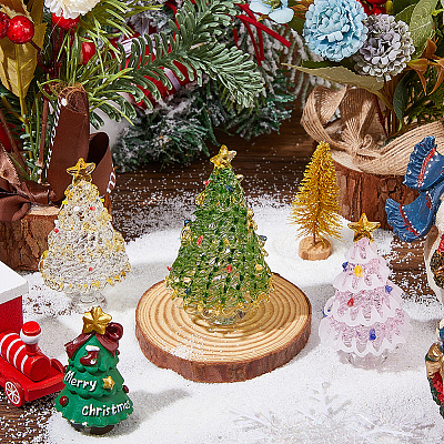 3Pcs 3 Styles Glass Christmas Tree Display Decorations DIY-DC0008-25-1