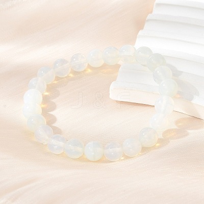 Opal Round Beaded Stretch Bracelets BJEW-F203-01-1