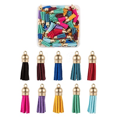 100Pcs 10 Colors Faux Suede Tassel Pendant Decorations FIND-LS0001-06LG-1