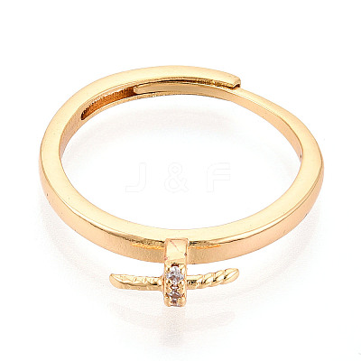 Brass Micro Pave Cubic Zirconia Cup Peg Ring Settings KK-T076-07G-1