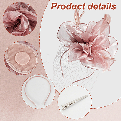 Feather Flower Mesh Veil Headband MRMJ-WH0077-121-1