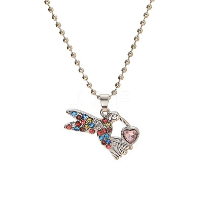 Alloy Colorful Rhinestone Pendant Necklaces for Kid FS-WG8D677-05-1
