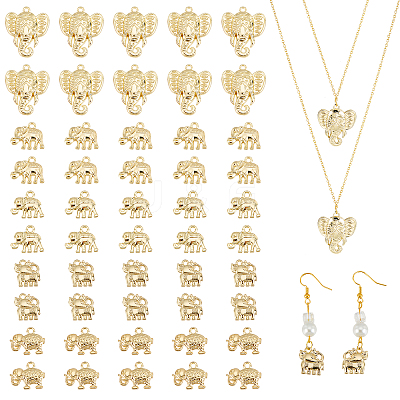 50Pcs 5 Style Rack Plating Alloy Pendants Rhinestone Settings FIND-CA0004-83-1
