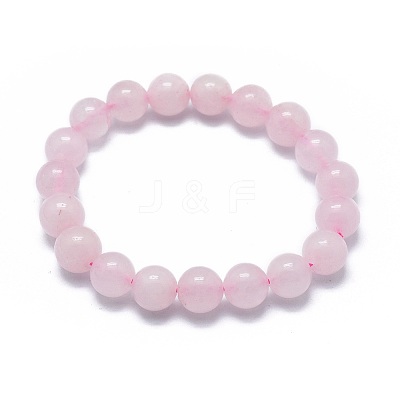 Natural Rose Quartz Bead Stretch Bracelets BJEW-K212-A-045-1