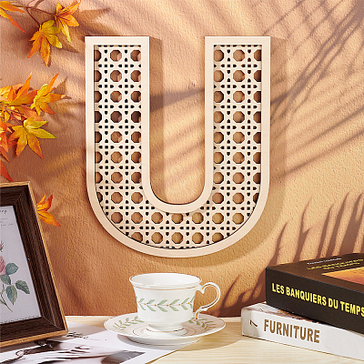 Hollow Wooden 3D Letter Wall Stickers HJEW-WH0043-57U-1